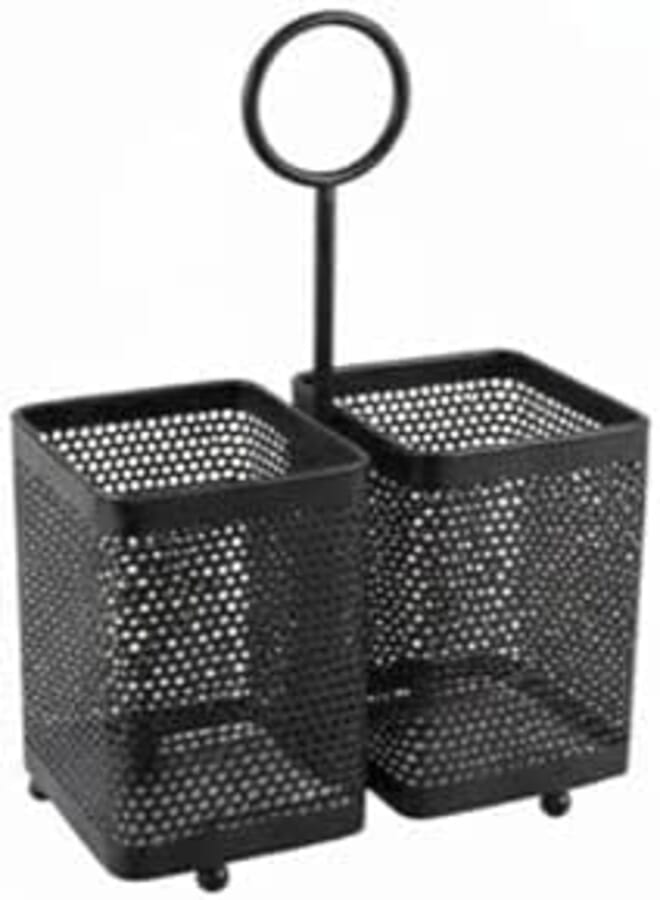 2-in-1 Metal Storage Basket with Handle – Multifunction Organizer for Home and Office (Black)
